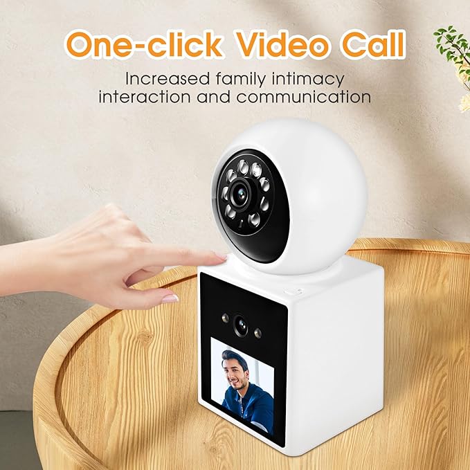 Two-Way Video Call Security Camera with HD Screen, 1080P Indoor Home Security Camera, Indoor House Sitter Camera, Baby/Elderly/Sitter/Dog/Pet Camera with Mobile Apps