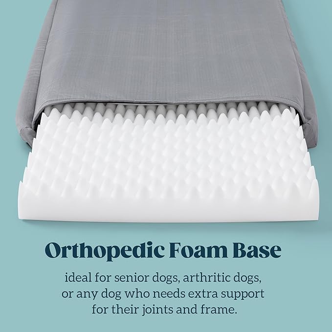 Cybarmour Chew Proof Dog Bed - Orthopedic Indestructible Dog Crate Pad - Outdoor Waterproof Kennel Mat for Aggressive Chewers - Extra Large Breeds & Fits 48-Inch Crate - 47"x29", Limestone