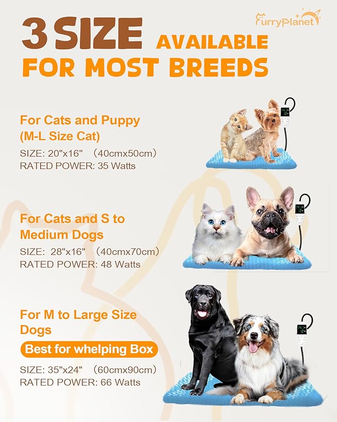 Upgrade Dog Heating Pad with 2 Covers&840D Storage Bag,Adjustable Temperature Electric Pet Heating Pad with Timer,Waterproof Large Heated Bed Mat with Chew-Proof Cord,L