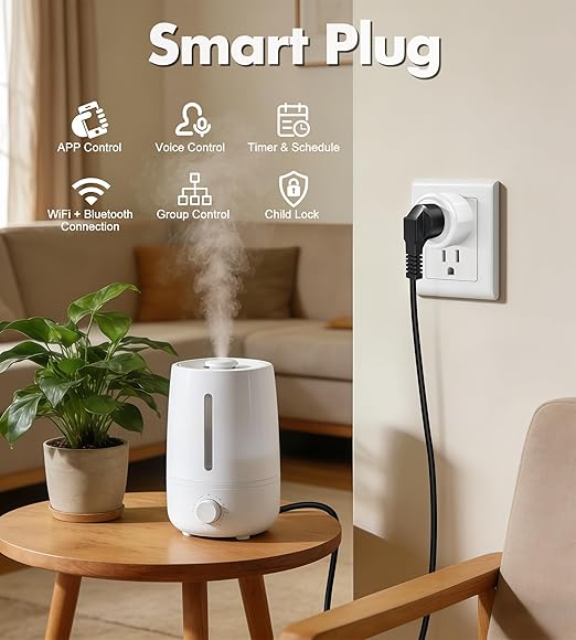 Smart Plug Mini, WiFi Socket Works with 2.4GHz Network Only, App Controlled Outlet with Timer & Group Controller for Home, FCC Certified Smart Life Plugs Supports Alexa & Google Home
