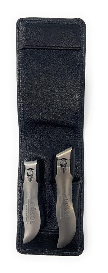 Professional 2 Pieces Luxuries Stainless Steel German Manicure Pedicure Clipper Set Grooming kit In Black Full Grain Leather Case Made in Solingen Germany