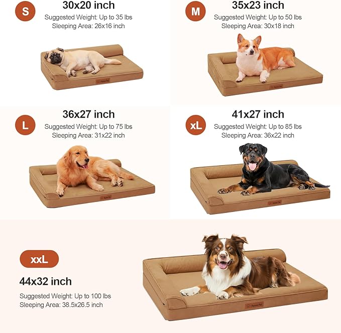 Orthopedic Dog Bed for Small ＆ Medium Dogs, 30"x20"x6" Memory Foam Pet Bed with Washable Microsuede Cover, TPU Waterproof Liner & Nonskid Bottom, for Indoor, Outdoor, Crate ＆ Car Use, Khaki