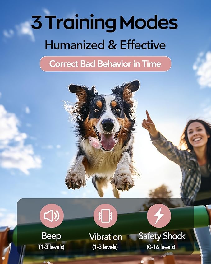 Jugbow Shock Collar for Dogs - 4200FT Remote Training Collar for 15-120lbs Small Medium Large Dog, LED Light & Waterproof Electric Collars with 3 Training Mode for All Breeds (Pink)