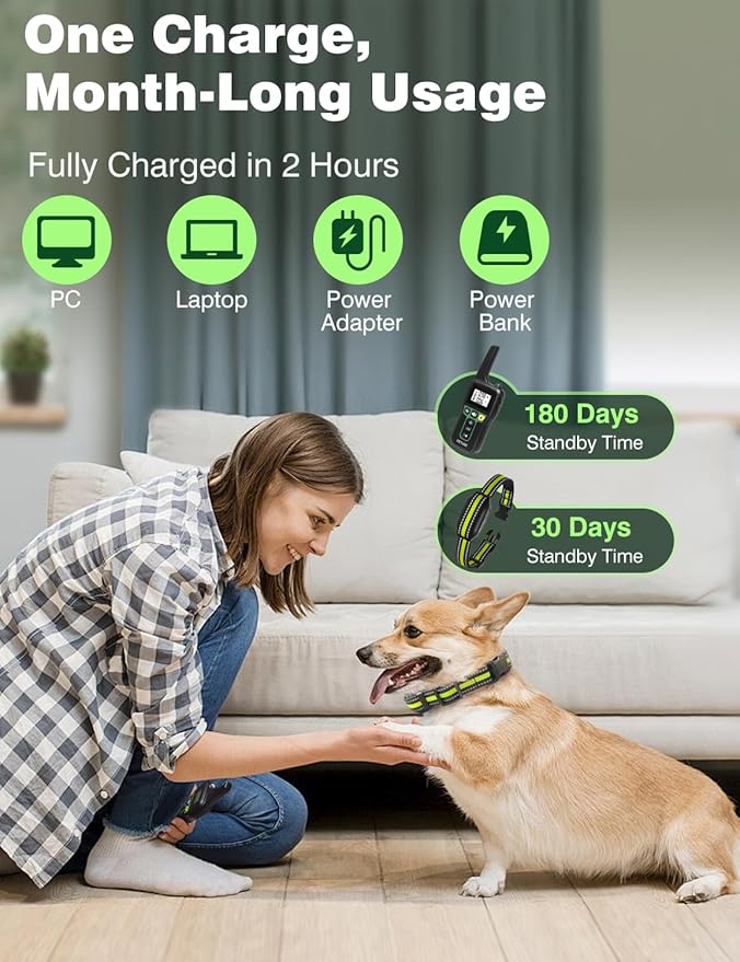 Bark Collar with Remote, 3300Ft 2-in-1 Dog Training Collar with Beep Vibration Static & Auto Mode, IPX7 Waterproof Rechargeable Automatic Bark Collar for 7-120lbs Small Medium Large Dog(2 Pack)