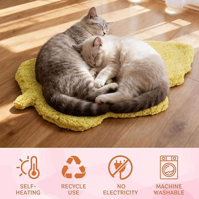 3 Pack Self Warming Cat Dog Bed Leaf Shape Self Heating Pet Mat Non Electric Washable Thermal Sleeping Pad Plush Heated Pet Mat for Crate Floor Indoor Outdoor(Mixed Colors,Small-16 x20)