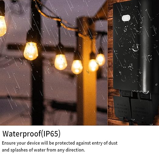 Eva Logjk Outdoor Smart Plug, 2.4G WiFi IP65 Waterproof Weather Resistant Plug-in with Alexa & Google Home, 2 Independent Outlets