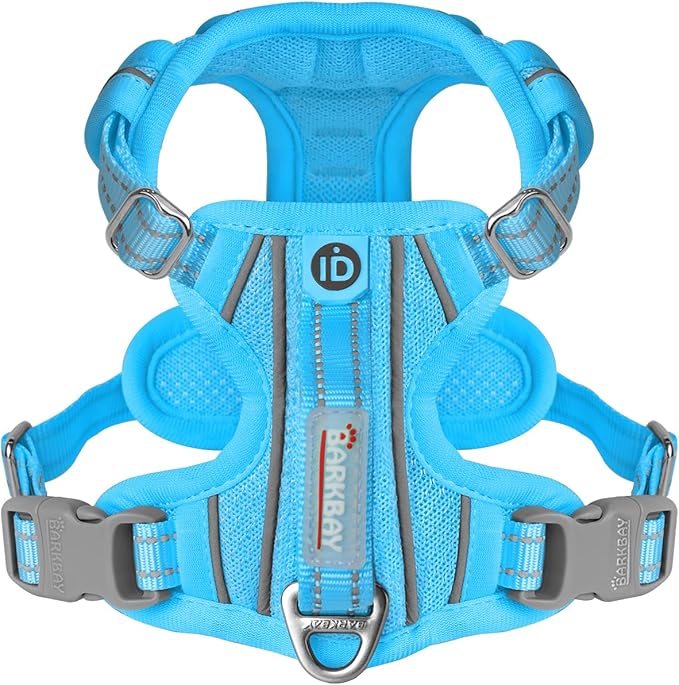 BARKBAY Dog Harness No Pull with ID Tag Pocket - Heavy Duty, Reflective, Easy Control for Large Dogs(Blue,XS)