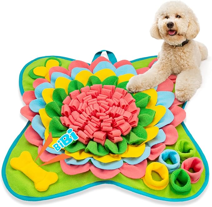 Snuffle Mat for Dogs Pet Treats Feeding Mat for Small/Medium Breed Dogs Non-Slip/Portable/Durable Interactive Dog Puzzle Toys Encourages Natural Foraging Skills (Pink)