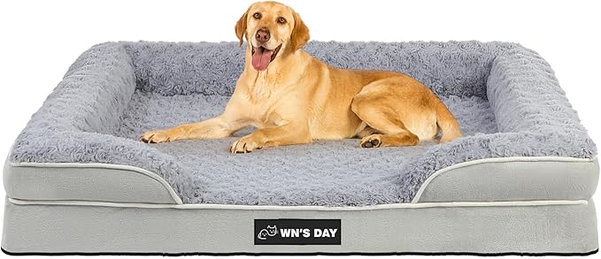 Orthopedic Dog Bed for Large Medium Sized, Washable Memory Foam Large Dog Bed, Durable Medium Pet Sofa with Removable Cover, Washable Waterproof Pet Couch Beds(Grey, XL)