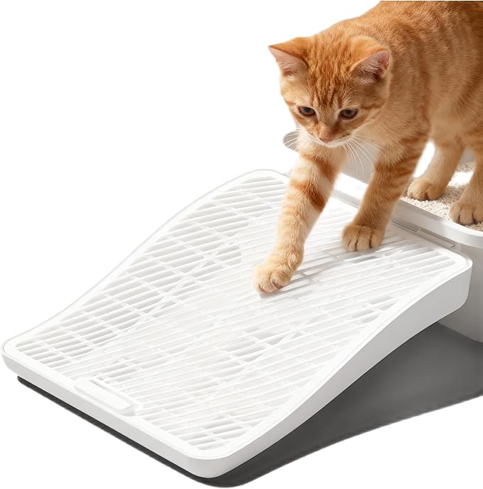 Cat Litter Box Step Ramp, Large Height Adjustable Litter Catcher, Non-Slip Trapping Mat for Kitty, Washable Design for Easy Cleaning, Ideal for Small & Elderly Cats 13.8''×17.3''