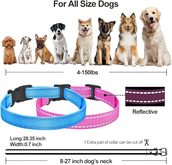 PetJoy Shock Collar Replacement Collar Strap, Reflective Dog Collars Strong, Durable & Adjustable Dog Collar- 2 Piece Set Collar for Dogs