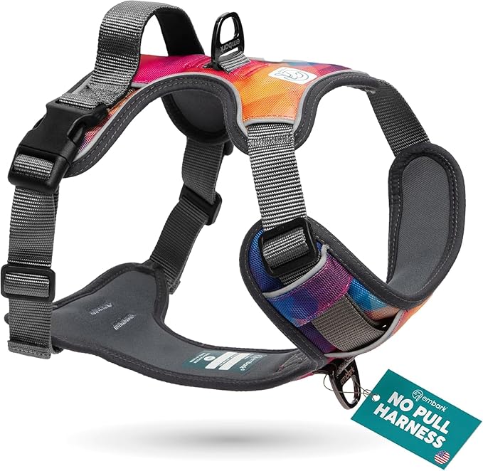 Embark Adventure No Pull Dog Harness, Reflective Trim No Pull Harness for Medium Sized Dog - Military Grade Nylon, Front Clip with Gel Lined Handle. Soft & Padded Puppy