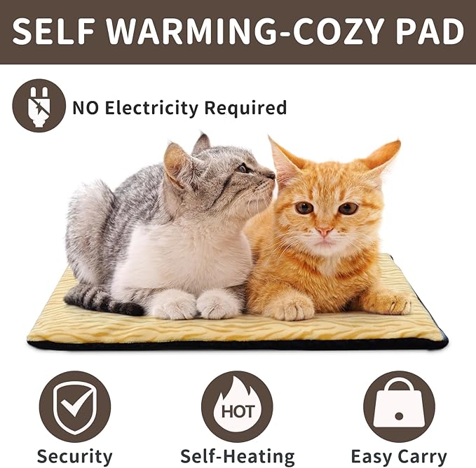 Self-Warming Cat Bed Indoor/Outdoor Super Soft Self Heating Pet Mat Washable Thermal Pad for Cat & Dog
