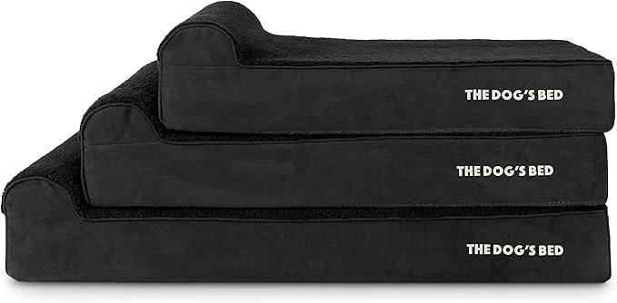 The Dog’s Bed Orthopedic Headrest Dog Bed XL Black Plush, Memory Foam, Pain Relief for Arthritis, Hip & Elbow Dysplasia, Post Surgery, Lameness, Waterproof Washable Cover