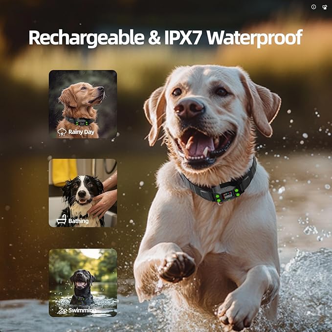 Invisible Dog Fence GPS Dog Wireless Fence – No Transmitter, No App, Works in -20℃ and +60℃,IPX7 Waterproof Rechargeable Collar, Adjustable Radius 75–2995 ft, for Medium/Large Dogs