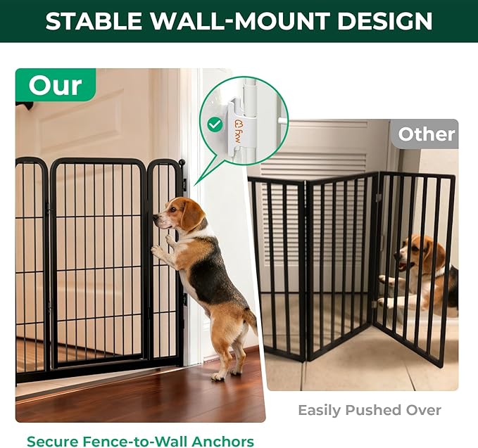 FXW Dog Gate Extra Wide Designed for Indoor Use, Adjustable Width Up to 219-inch Wide (32" H 8 Wire Panels for Small and Medium Dogs), Black