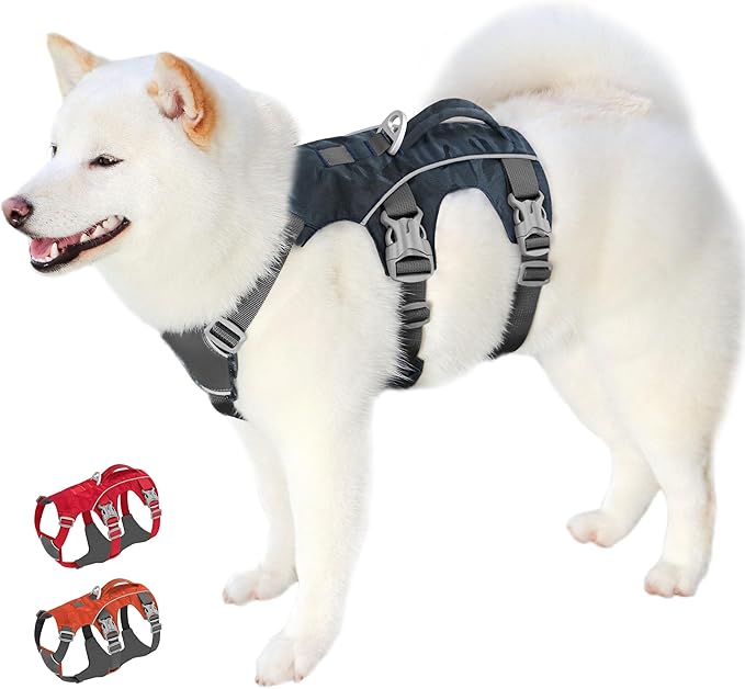Escape Proof Dog Harness Small Sized Dog, Lightweight Full Body Pet Vest with Lift Handle & Leash Clip, Reflective Adjustable No Slip Dog Harness for Daily Walking(Grey,Chest:16-27")