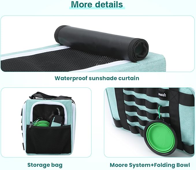 Pecute Cat Carrier Expandable, Airline Approved Cat Soft-Sided Carriers, Breathable Pet Carriers up to 5kg/12lbs, Collapsible Cat Bag Carrier Great for Travel, Outdoor, Hiking, Camping, Light Blue