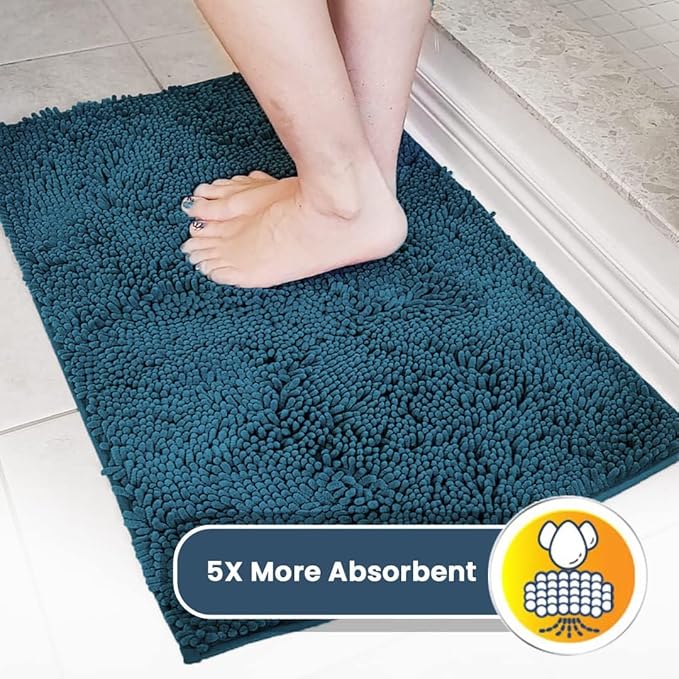 Muddy Mat® Shown on TV–Super Absorbent Microfiber Dog Door Mat for Muddy Paws, Non-Slip Washable Pet Rug, Quick Dry Chenille Entryway Carpet, Machine Washable Indoor Outdoor mat–Atlantic Blue 28"x18"