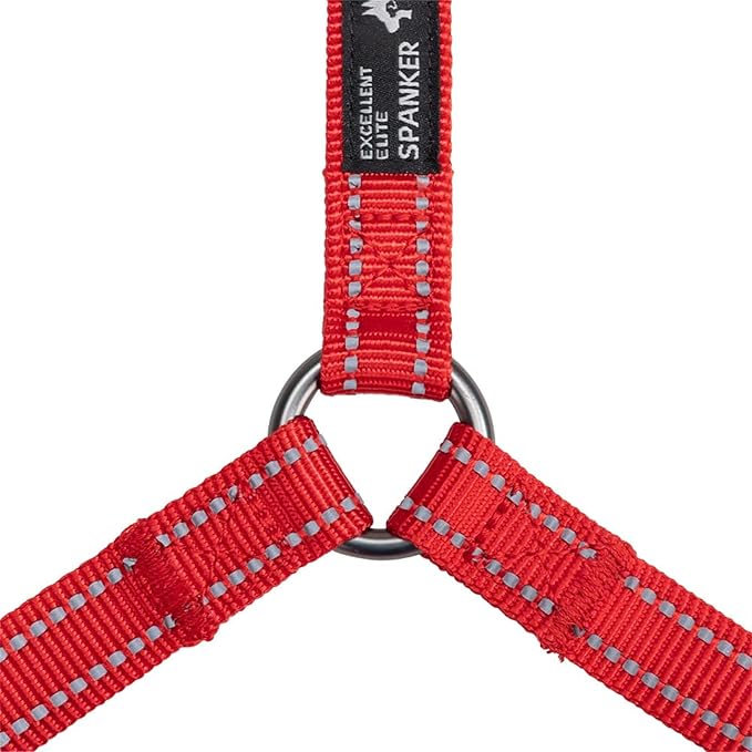 EXCELLENT ELITE SPANKER No Pull Dog Harness Reflective Nylon Vest L-Shaped Adjustable Easy Pet Harness for Small Medium Large Breeds Dogs Walking Training Black Red(Red-L)