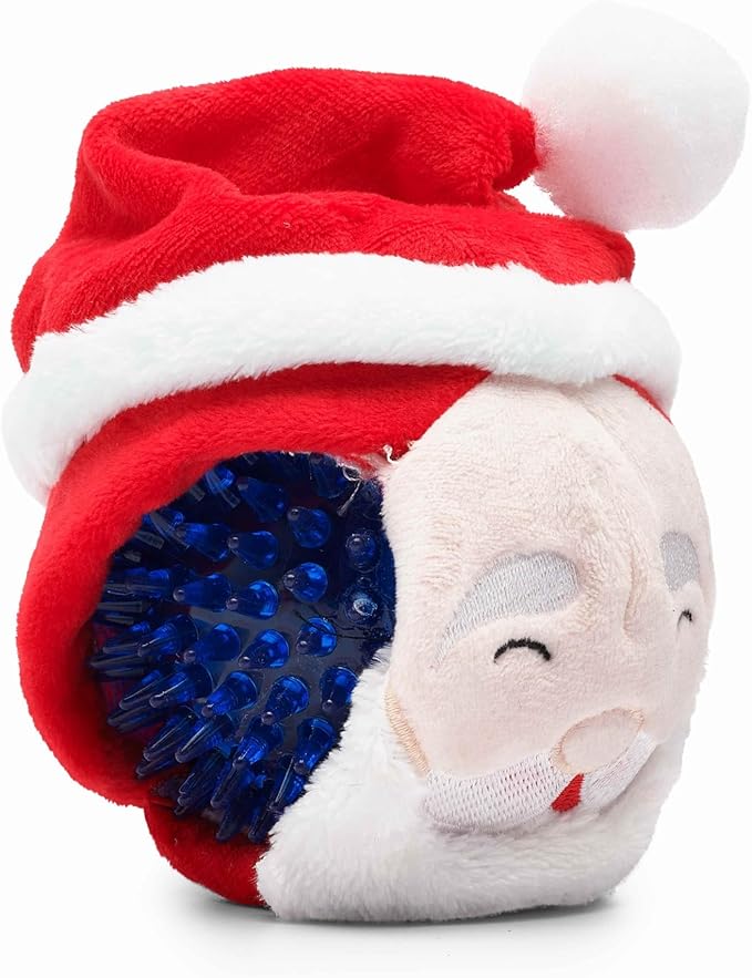 Flourish Pets 2 in 1 Christmas Multi-Layer Chew Toy for Active Dogs | Non-Toxic BPA Free Double Stitched Soft Fabric and Long-Lasting Dog Plush Toys (Christmas Santa 3.5")