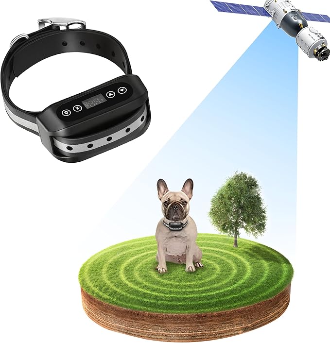 GPS Wireless Dog Fence System, Electric Satellite Technology Pet Containment System by GPS Signal Boundary for Dogs and Pets with Waterproof & Rechargeable Collar Receiver(Black)