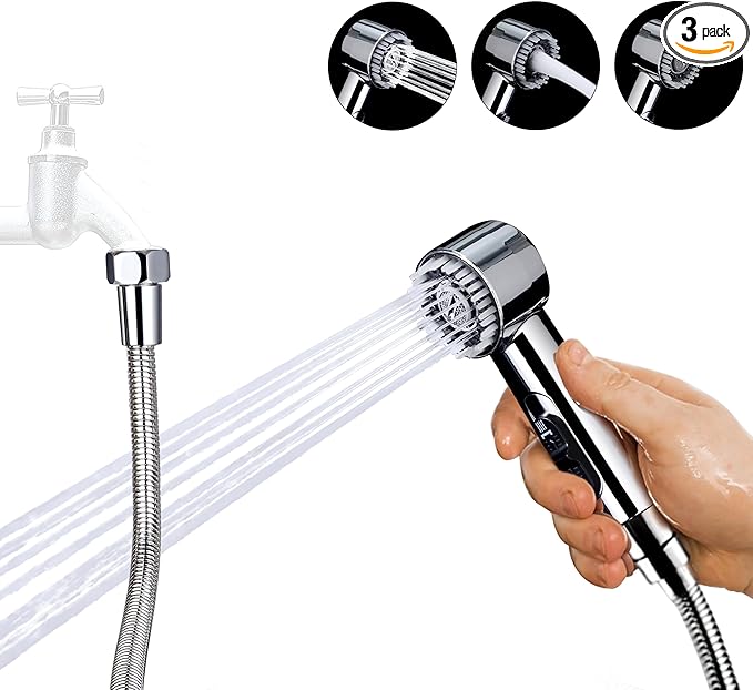 3 Mode Dog Shower Attachment, High Pressure Handheld Sprayer with ON/OFF Switch, 3/4 GHT Female Connector, 100 Inches Stainless Steel Hose, for Outdoor Pet Bathing and Washing