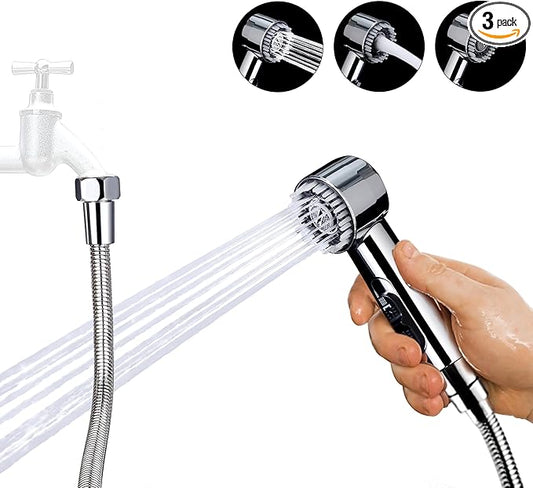 3 Mode Dog Shower Attachment, High Pressure Handheld Sprayer with ON/OFF Switch, 3/4 GHT Female Connector, 100 Inches Stainless Steel Hose, for Outdoor Pet Bathing and Washing