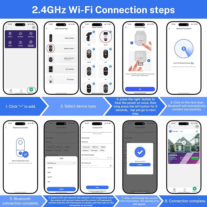 1080p Security Camera Wireless with Solar Panel, AI Human Detection, 2-Way Audio, Color Night Vision, 2.4G WiFi Only, Cloud Storage (Sold Separately), Indoor/Outdoor Surveillance Bullet Cam (WiFi)