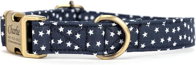 Personalized Dog Collar with Name and Phone Number Engraved,Adjustable Custom Puppy Collar,Organic Cotton Pet Collar for Small Medium Large Boy Girl Dogs