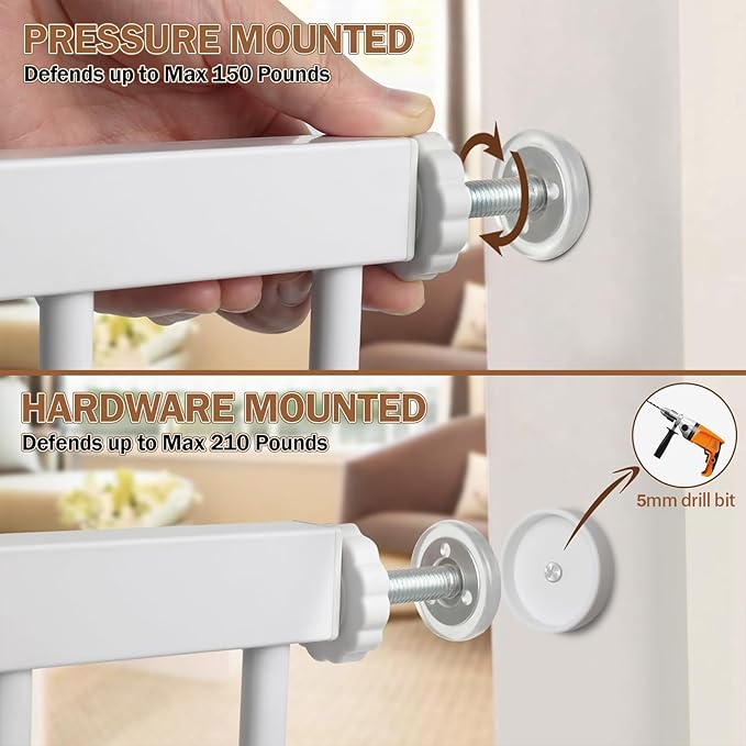 Mumeasy Baby Gate Extra Wide, 29.5"- 51.5" Pressure Mounted Dog Gate with Walk Through Door, Auto Close Pet Gate for Stairs,Doorways,House