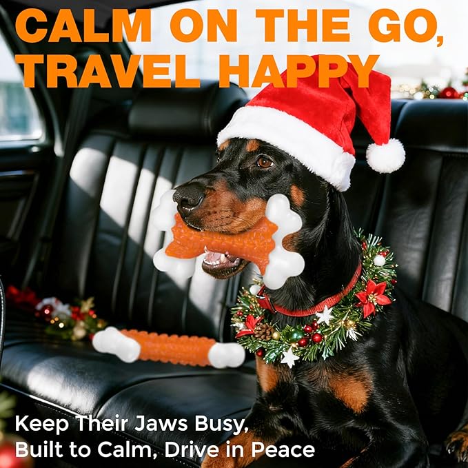 6-Pack Dog Toys for Aggressive Chewers Large Breed, Tough Bones, Nylon Puppy Teething Chew Toys Medium Dogs, Heavy Duty Peanut Butter Flavor Toys