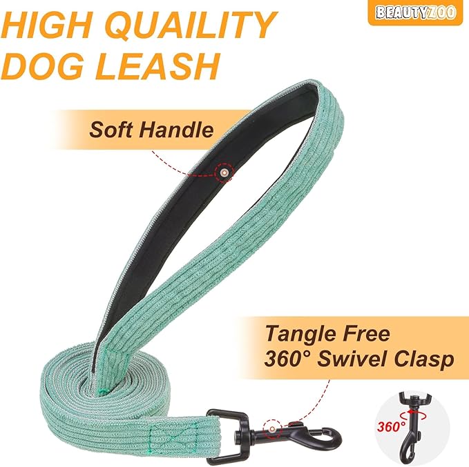 BEAUTYZOO No Pull Dog Harness, Adjustable Dog Harness and Leash Set -Easy Wearing with 3 Buckles/Control Handle,No Choke Soft Padded Reflective Pet Vest for Training Walking Hiking,Solid Aqua Blue L