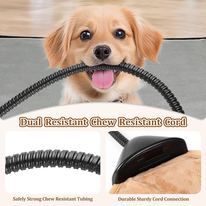 Cat/Dog Heating Pad, 3 Timer and 3 Level Temperature Smart Sensor Electric Pet Heating Pad with Chew Resistant Cord, Indoor Warm Heated Bed for Dogs Cats -17.7x17.7