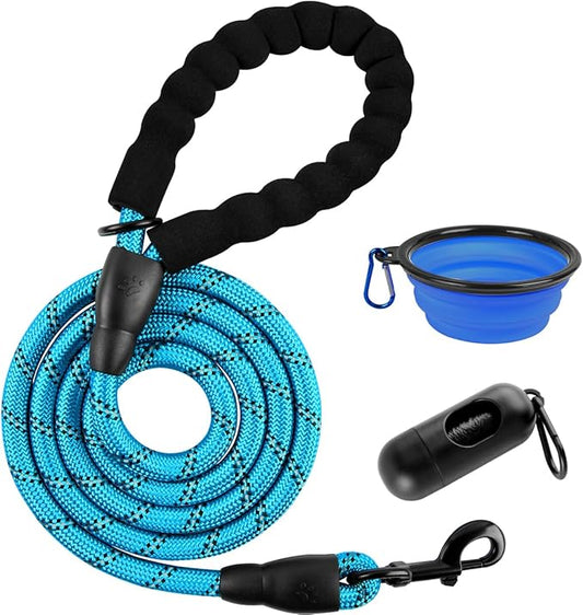 BARKBAY Dog Leashes for Large Dogs Heavy Duty Dog Leash 4/5/6 FT with Comfortable Padded Handle and Highly Reflective Threads for Medium Large Dogs Walking Training Running (6FT-1/2'',Blue)