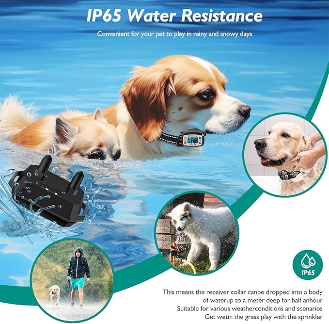 Wireless Dog Fence, GPS Electric Dog Fence, Waterproof & Rechargeable Training Collar with 3 3 Training Modes, Control Range 65-3290 FT, Pet Dog Fence System Boundary Container for All Dogs,A