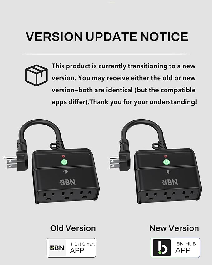 HBN Outdoor Smart Plug,Wi-Fi & Bluetooth Heavy Duty Outlet with 3 Independent Outlets,Compatible with Alexa and Google Assistant,IP44 Waterproof,Voice & APP Control Outlet,No Hub Required,ETL Listed