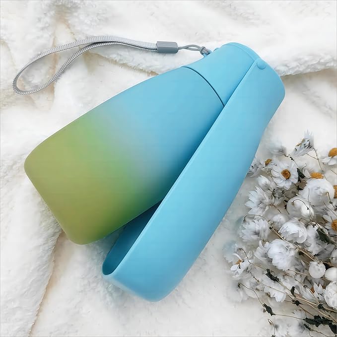Travel Dog Water Bottle Dispenser-Food Grade Plastic, Portable Dog Water Bowl for Small Medium Large Dogs Puppy, Dogs Essentials for Outdoor Walking Hiking, Dog Gifts (19Oz, Blue&Green)