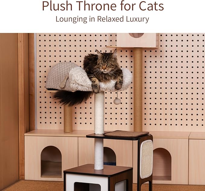 Cat Tree Tower for Small Cats, 41 Inch Wooden Multi-Level Cat Condo with Sisal Scratching Posts - Stable Activity Center, Plush Perch & Hanging Ball Toy