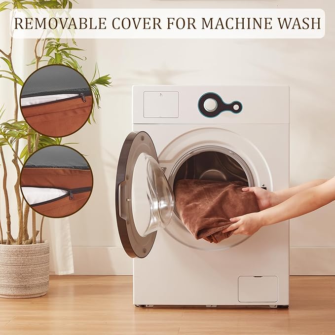 Bedfolks Orthopedic Dog Bed, Waterproof Dog Sofa Bed for Medium Dogs, Egg Foam Pet Couch Bed with Removable Washable Cover and Nonslip Bottom, Brown