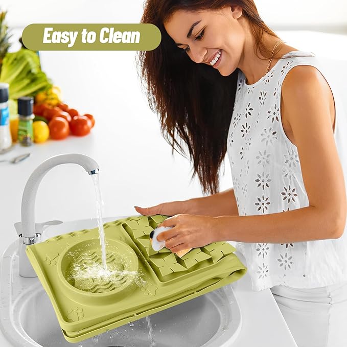 Large Silicone Snuffle Mat, 32"x 20" Dog Lick Mat with Suction Cups, Slow Feeder for Small | Medium | Large | Multiple Dogs Slow Eating, Boredom Reducer (Green)