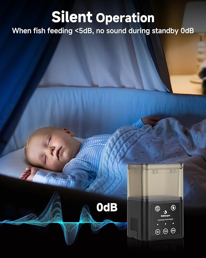 fishkeeper Automatic Fish Feeder for Aquarium - 320ML Large Capacity Adjustable Fish Feeder Automatic Dispenser with Timer for Vacation, Weekend or Daily Use, Three Fixed Methods