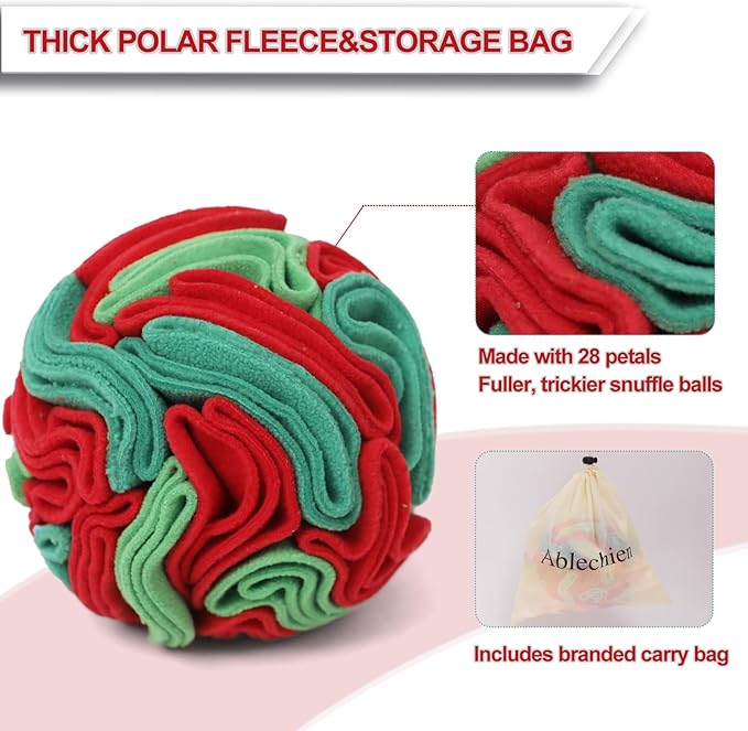 Snuffle Ball for Dogs - Interactive Dogs Toys to Keep Them Busy, Dog Puzzle Toy, Christmas Dog Toys Gifts for Small, Medium Pet Daily Companionship, Training Reward Gift