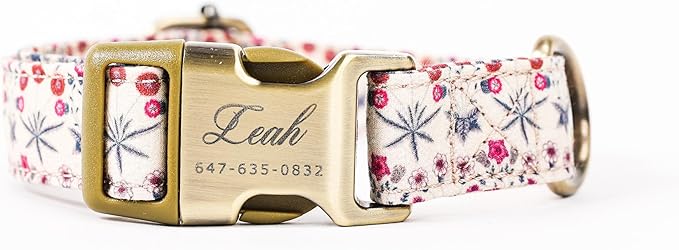 Personalized Dog Collar with Name and Phone Number Engraved,Adjustable Custom Puppy Collar,Organic Cotton Pet Collar for Small Medium Large Boy Girl Dogs
