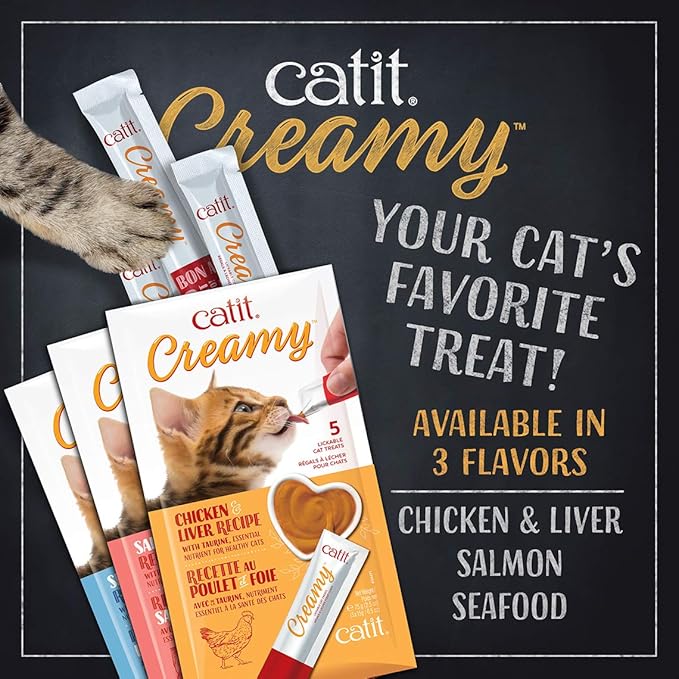 Catit Creamy Lickable Cat Treat, Healthy Cat Treat, Salmon, 24 Pack