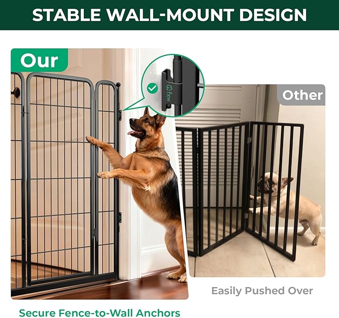 FXW Dog Gate Extra Wide Designed for Indoor Use, Adjustable Width Up to 83-inch Wide (45" H 3 Wire Panels for Large Dogs), Black