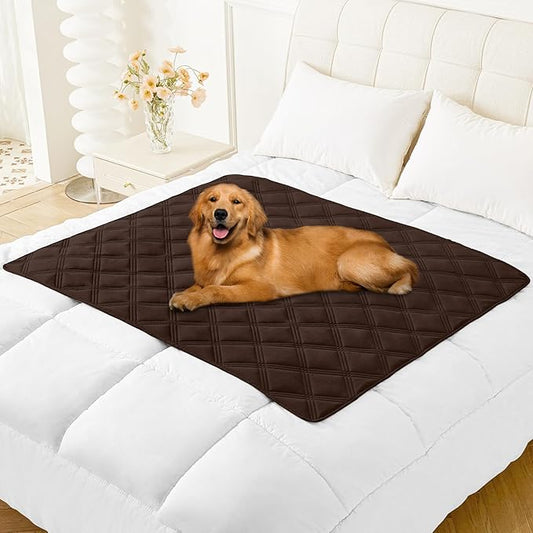 Smiry Waterproof Dog Bed Cover Blanket 40x50, Soft Reversible Pet Blanket, Washable Leakproof Cats Dogs Couch Cover for Sofa, Couch, Furniture, Lattice, Chocolate/Dark Grey