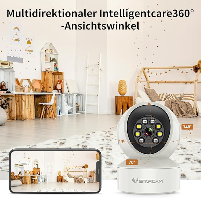 VSTARCAM 1080P One Lens Indoor Security Cameras Wireless WiFi, Color Night Vision, Motion Detection, Two-Way Audio