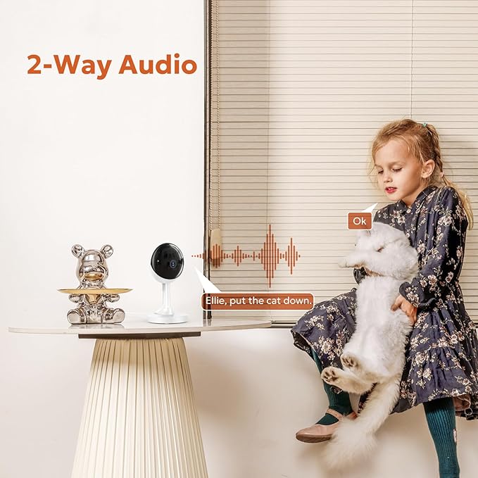 owltron Indoor Security Camera, 2K Cameras for Home Security with Motion Detection, Pet Cam & Baby Monitor with Night Vision, 2.4 GHz WiFi Two-Way Talk, Cloud/SD Storage, Compatible with Alexa
