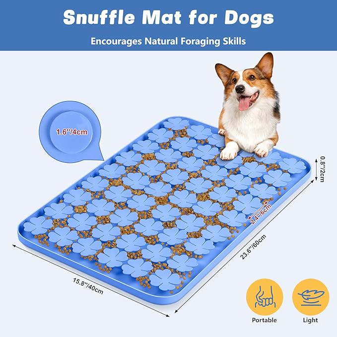 Dog Lick Mat, 23.6"x 15.7" Large Silicone Snuffle Mat with Suction Cups, Slow Feeder for Small Medium Large Dogs Slow Eating, Boredom Reducer (Green)